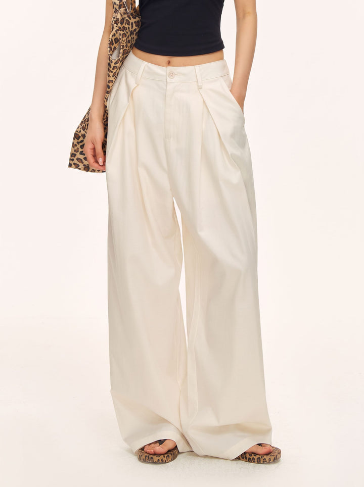 High Waisted Pleated Wide Leg Pants