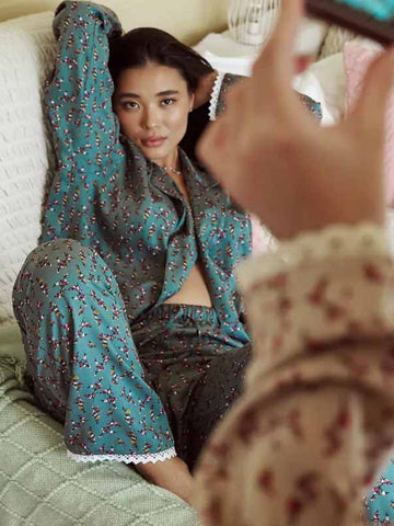 Soft Floral Button Down Pajama Set