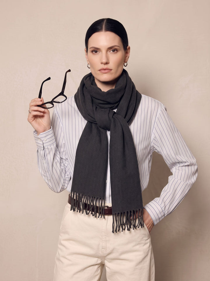 Soft Herringbone Pattern Winter Scarf