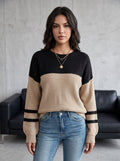 Cozy Colorblock Striped Pullover Sweater