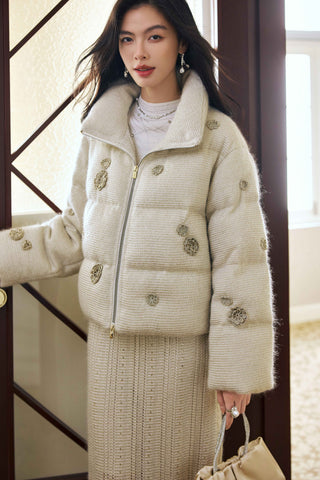 Embellished Knit Puffer Jacket
