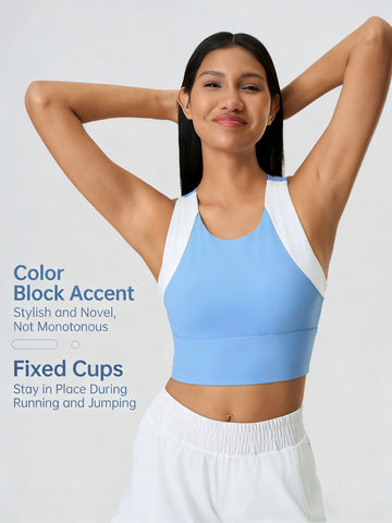 Color-Block Fixed Cup Non-Shift Training Vest-Multicolor