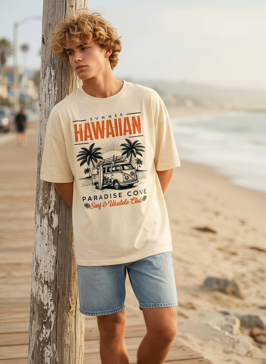 Oversized Vintage Hawaiian Graphic T-Shirt