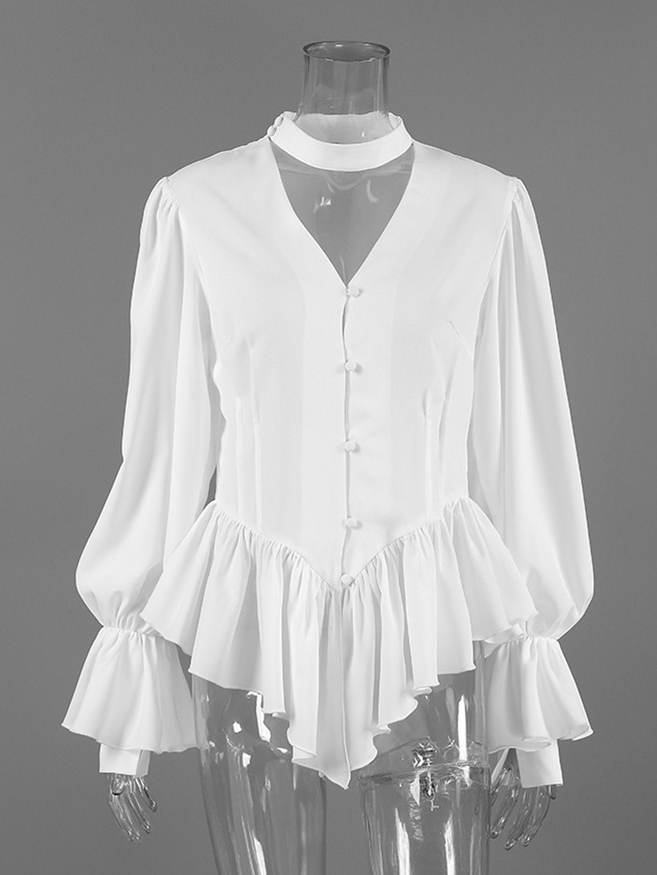 Chic Ruffled Chiffon Peplum Blouse