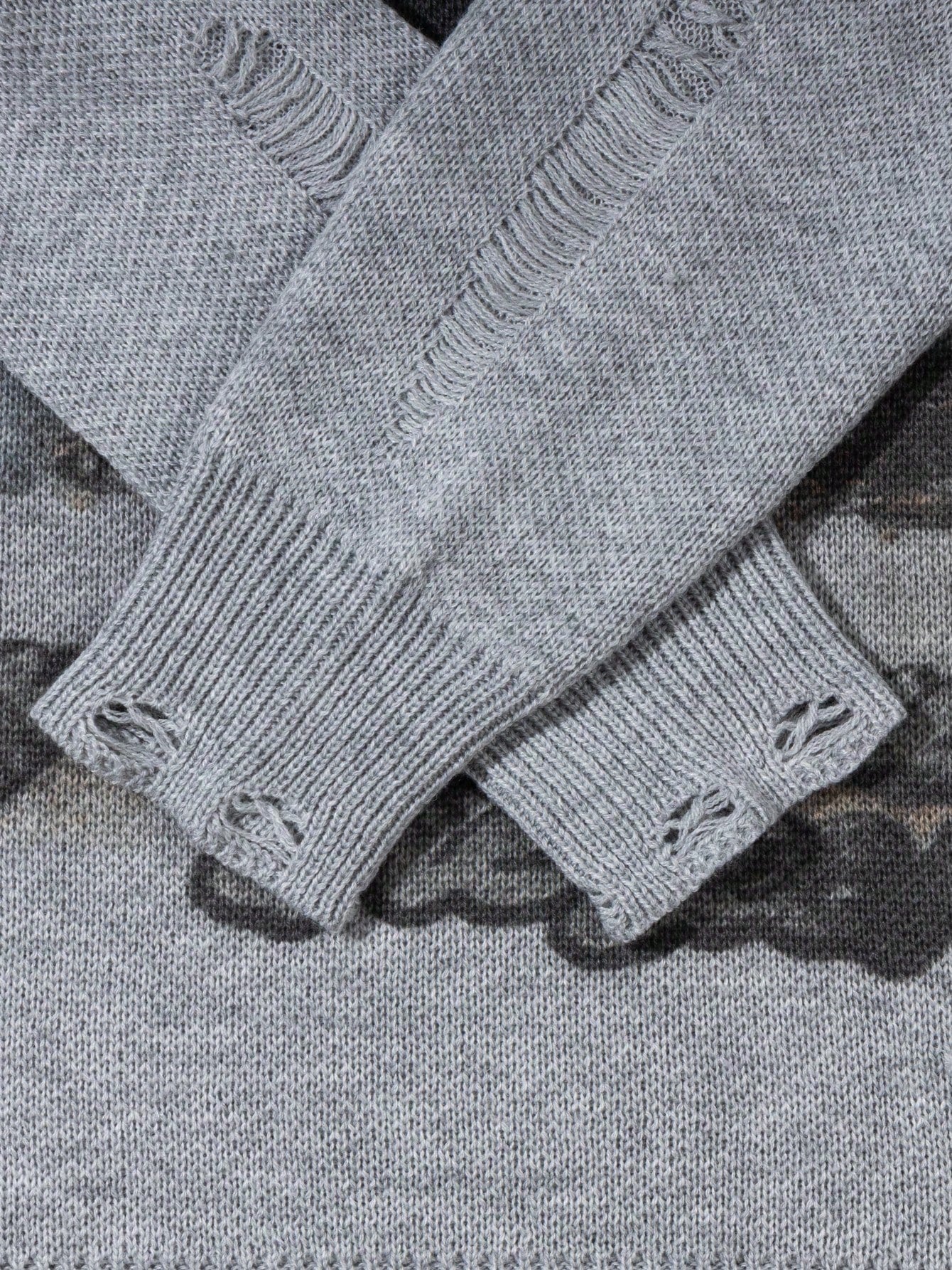 Distressed Graphic Oversized Knit Sweater