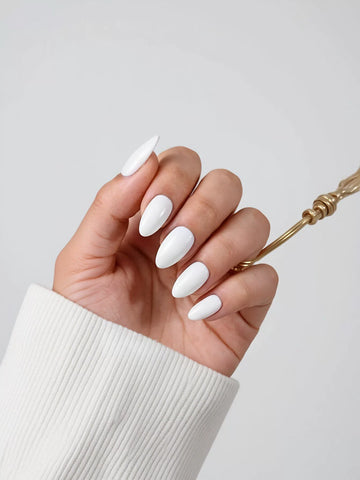 Glossy White Almond Press On Nails
