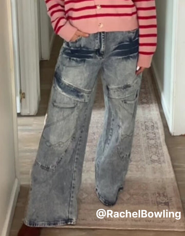 Distressed Baggy Cargo Wide Leg Jeans