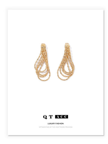 Elegant Draped Gold Chain Earrings