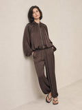 Satin Pleated Lantern Sleeve Pant Set