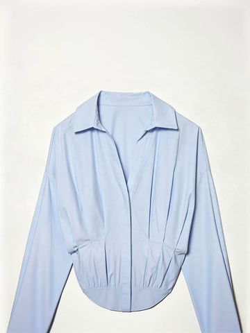 Pleated Waist Button Down Shirt