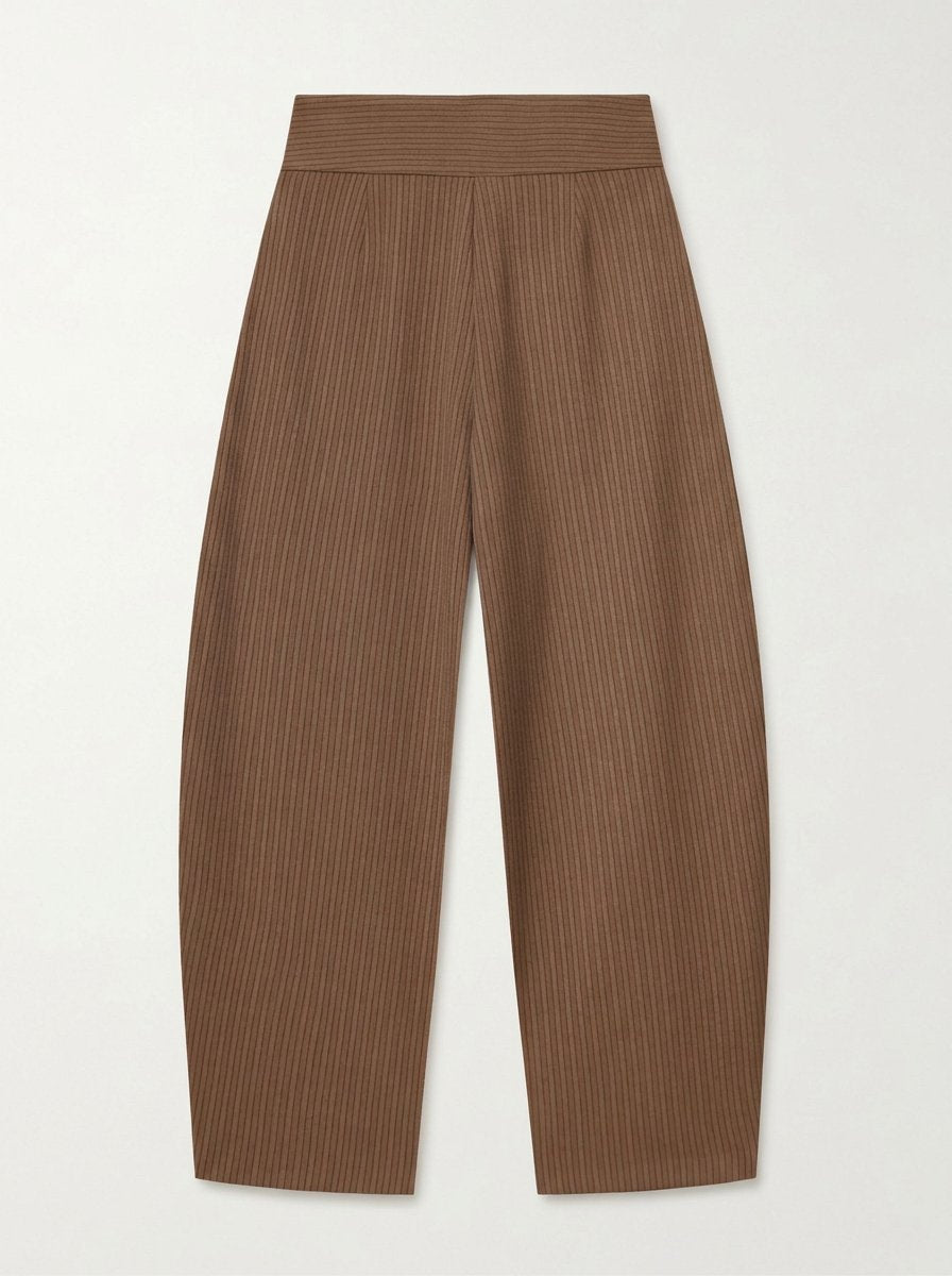 High Waisted Pinstripe Wide Leg Trousers