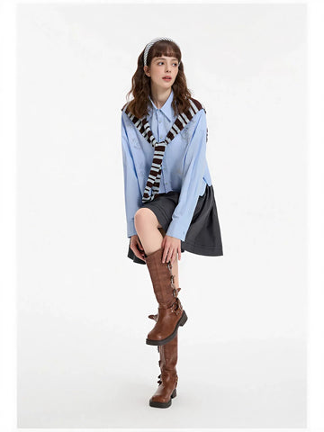 Oversized Layered Graphic Button Down Shirt