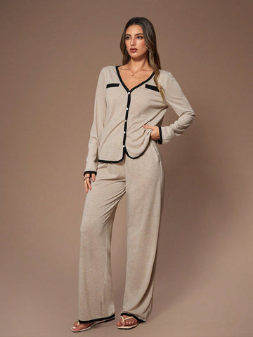Soft Contrast Trim Button Lounge Set