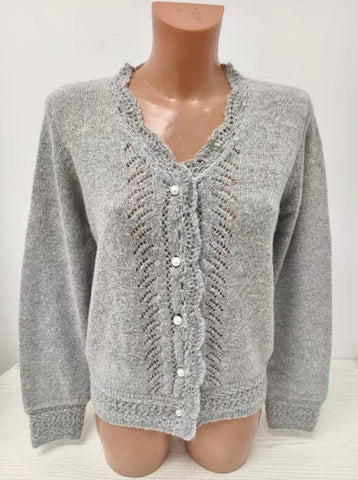 Crochet Trim Button Down Cardigan