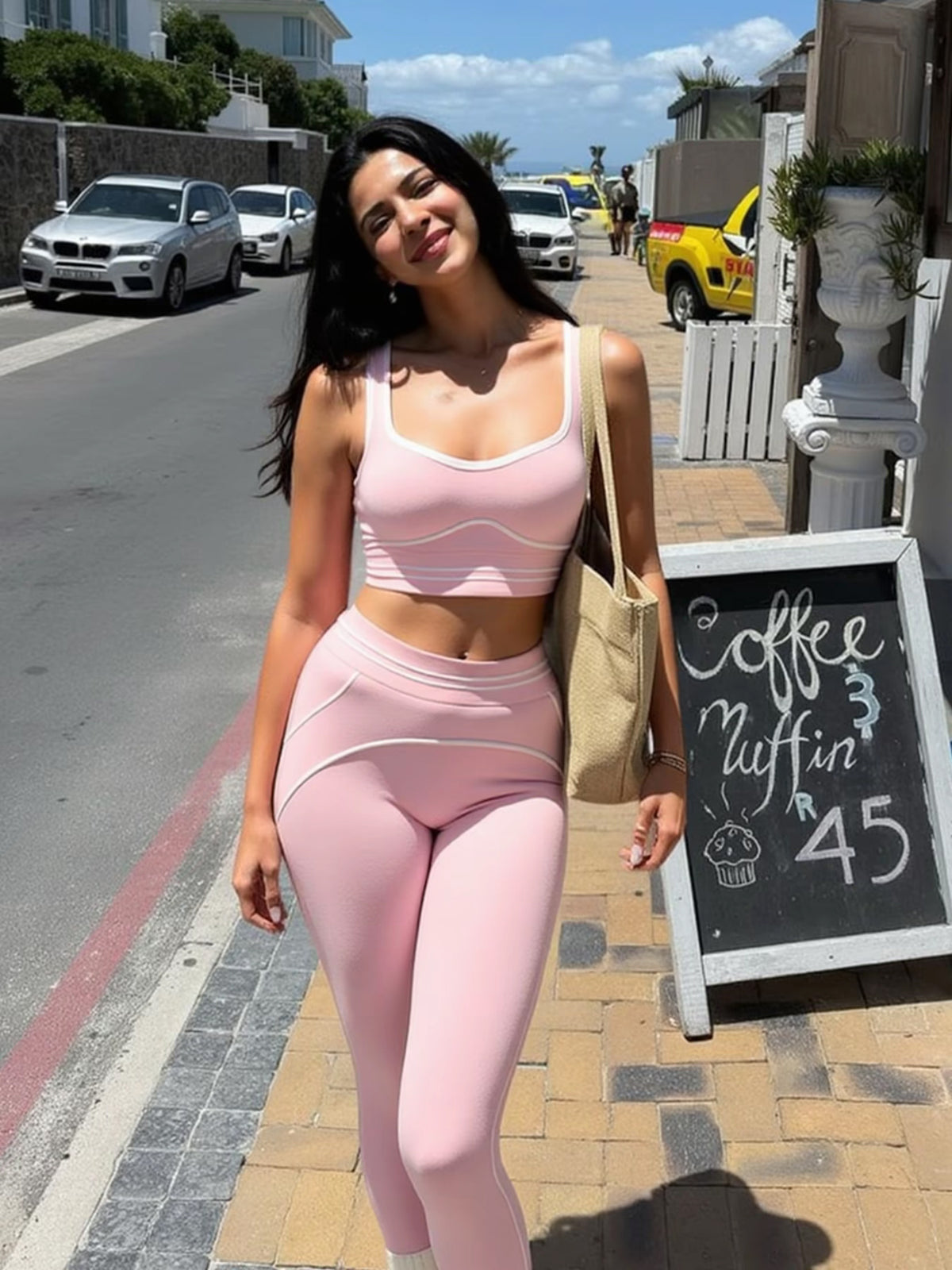 Seamless Contoured Pink Yoga Set