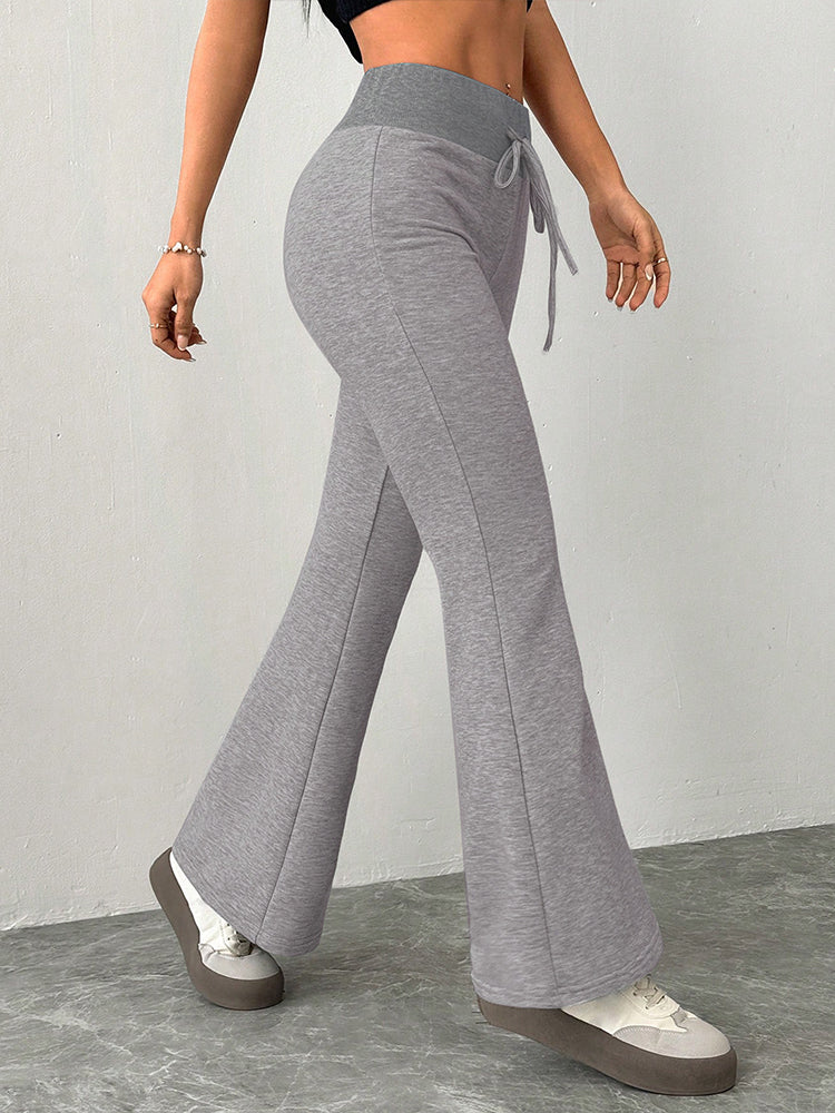 High Waisted Drawstring Flare Lounge Pants