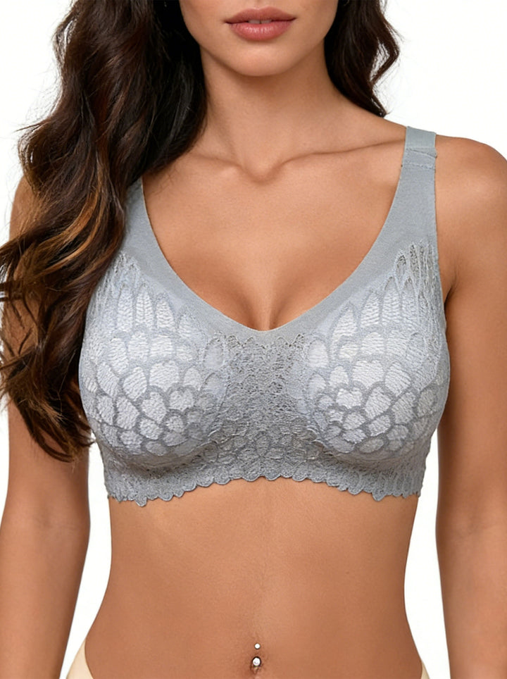 Seamless Wireless Floral Lace Bra