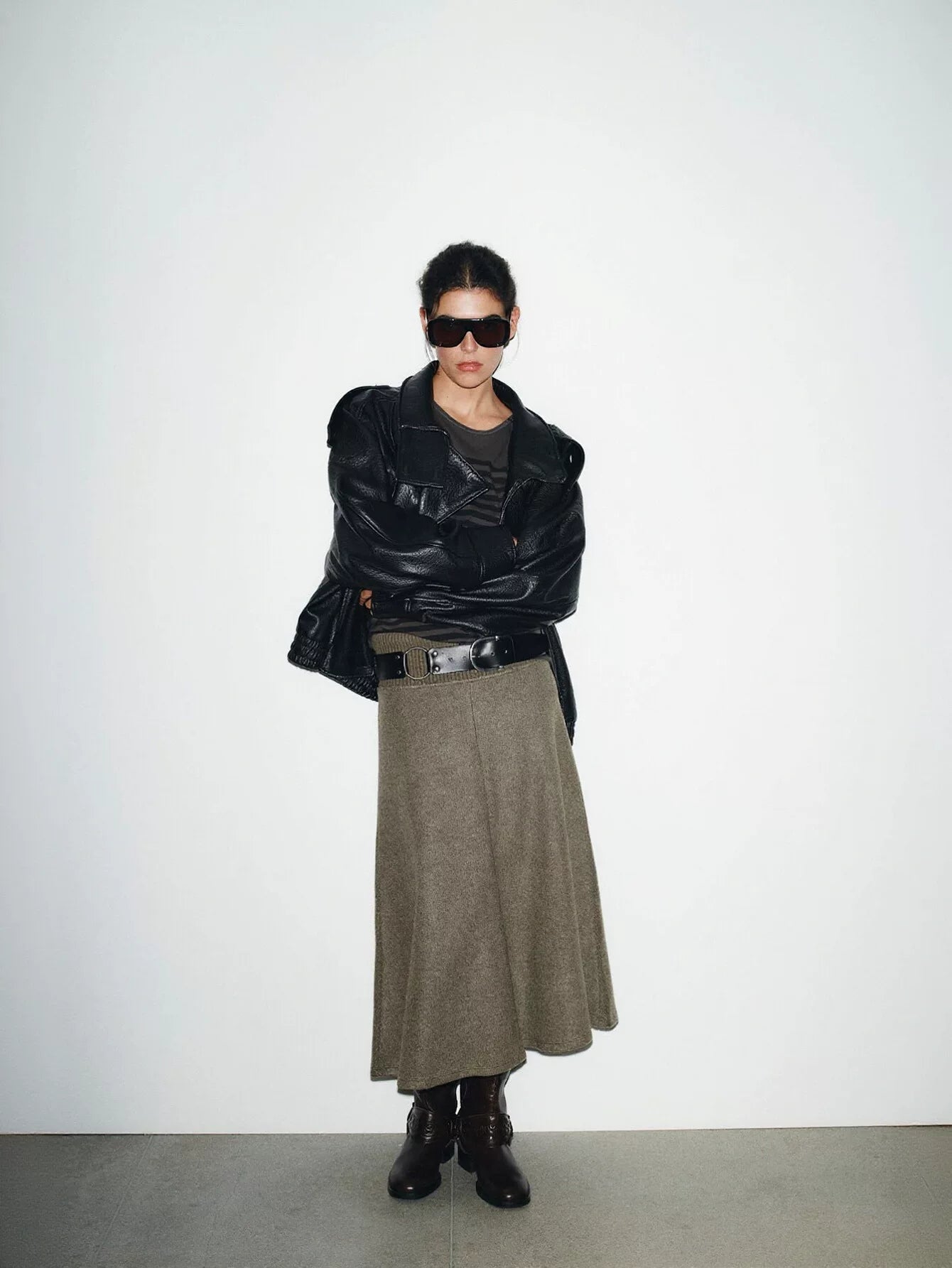 Oversized Vegan Leather Bomber Jacket