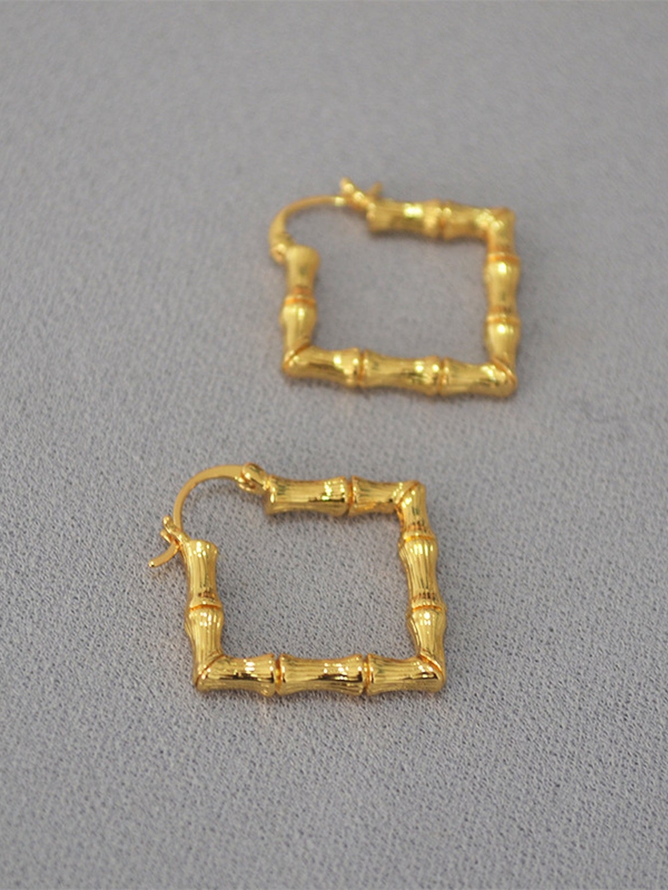 Gold Textured Bamboo Hoop Earrings