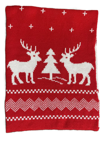 Festive Reindeer Knit Winter Scarf