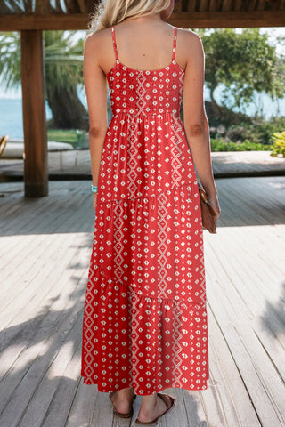 Geometric Print Strappy Maxi Dress