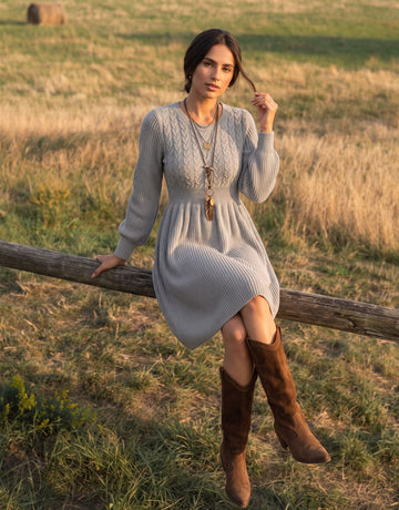 Cozy Cable Knit Sweater Dress