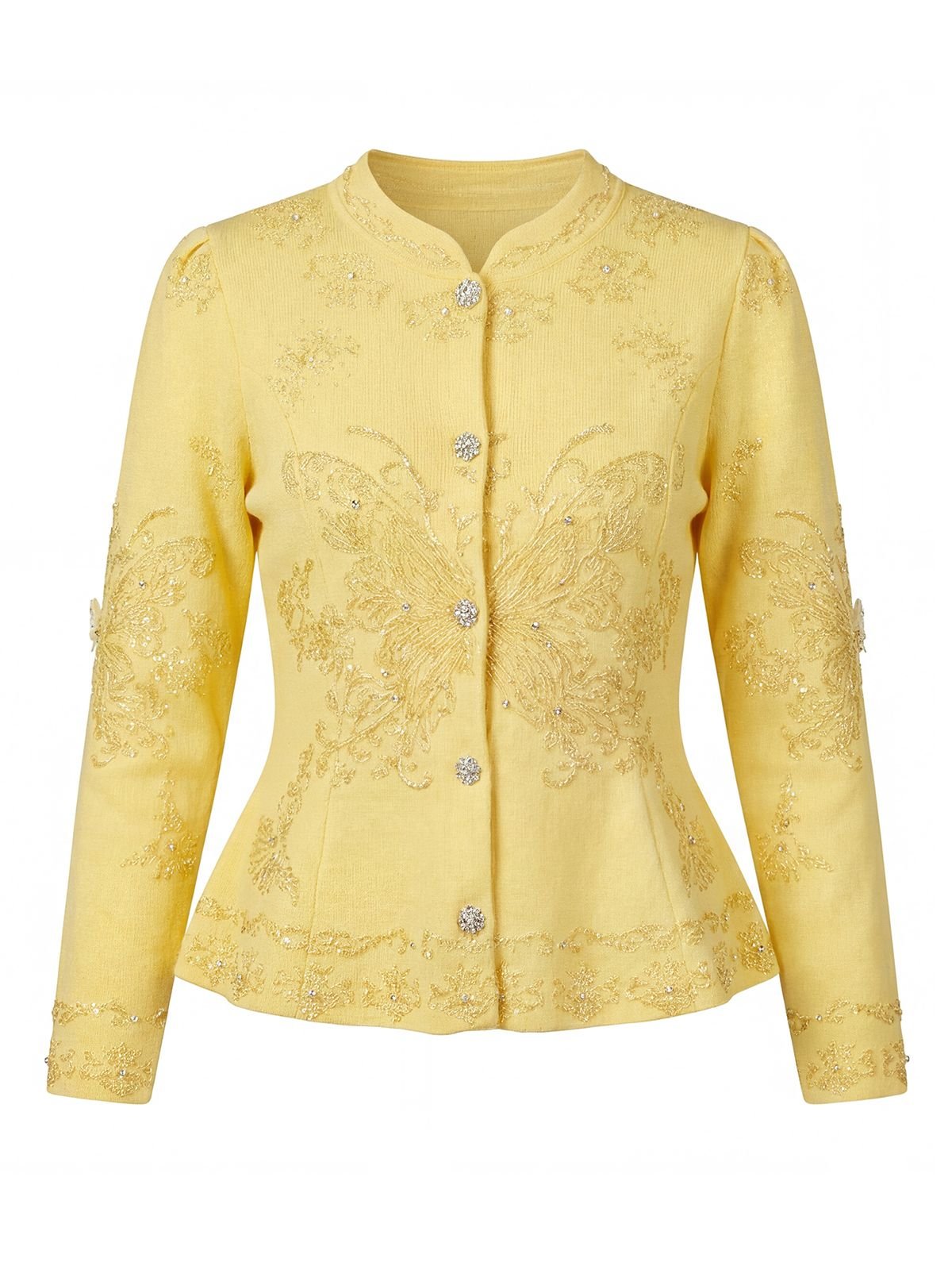 Embroidered Floral Peplum Knit Cardigan