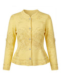 Embroidered Floral Peplum Knit Cardigan