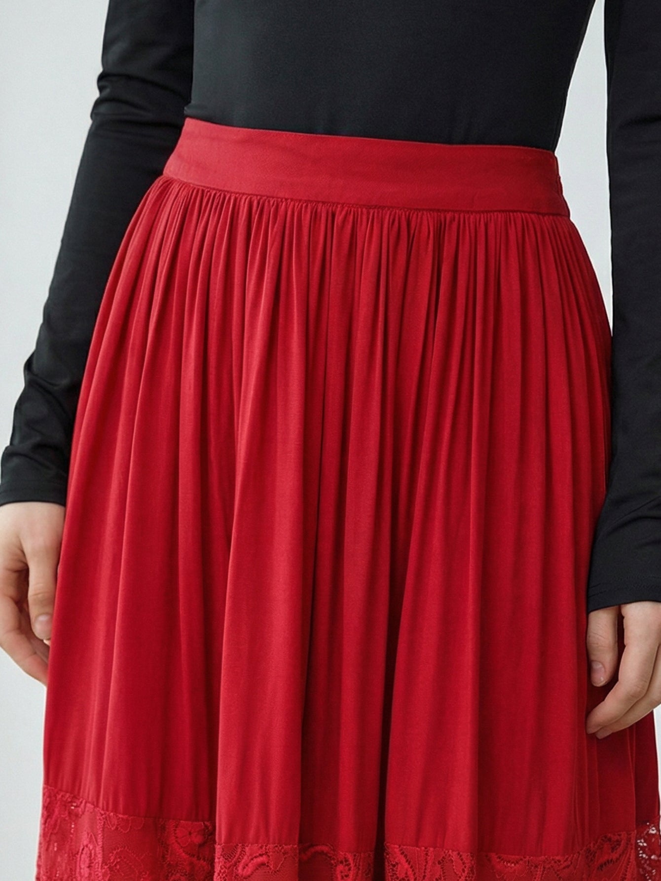 Boho Lace Trim Maxi Skirt