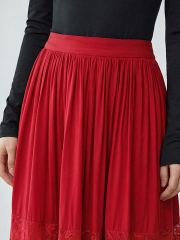 Boho Lace Trim Maxi Skirt