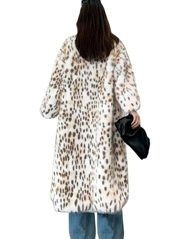Oversized Leopard Print Faux Fur Coat