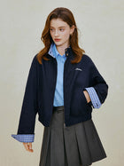 Plaid Collar Cotton Casual Bomber Jacket