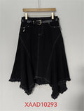 Distressed Asymmetric High Waist Denim Skirt