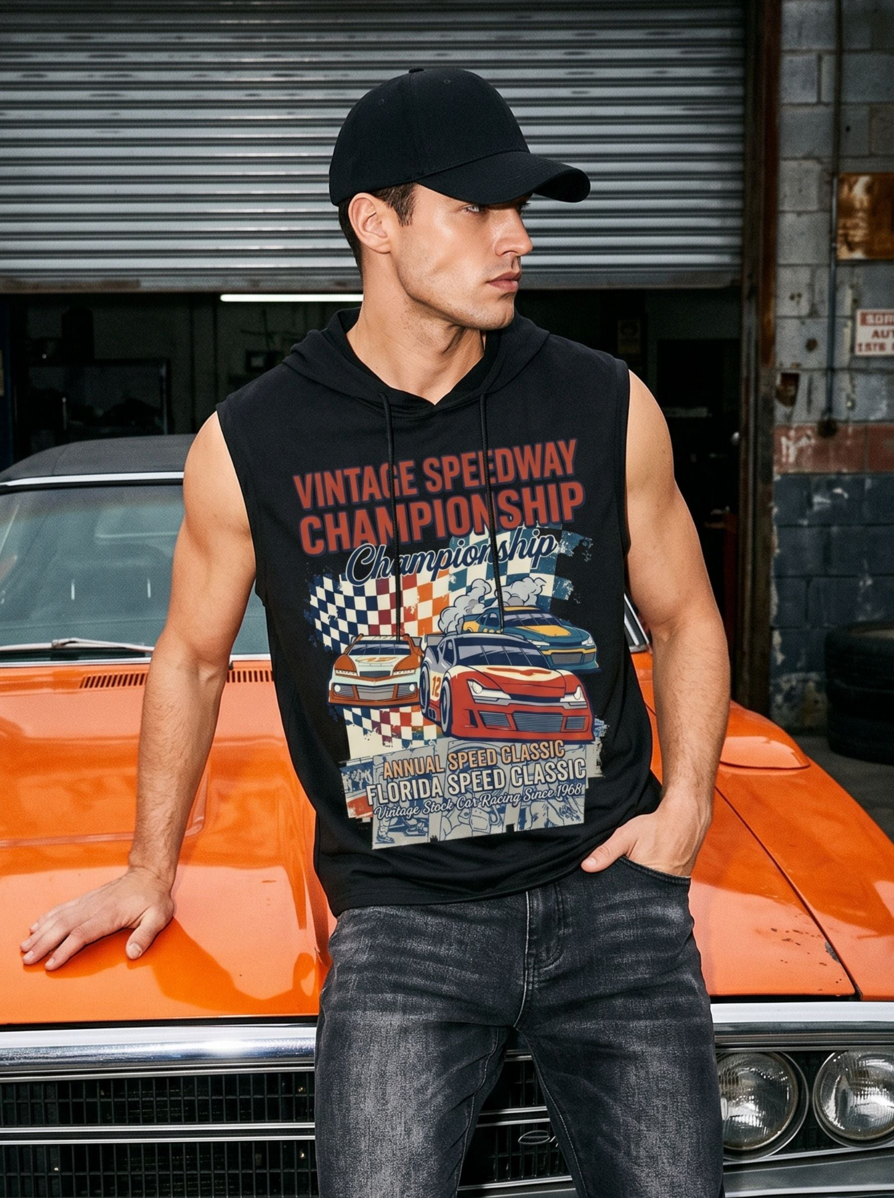 Vintage Graphic Hooded Muscle Tank