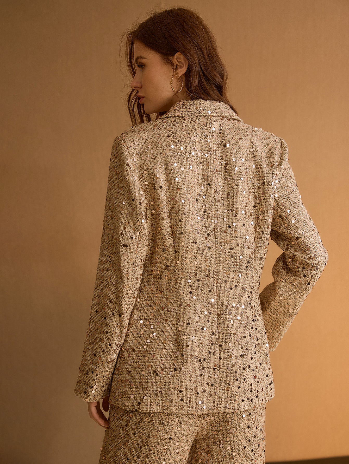 Sparkly Sequin Tweed Blazer Jacket
