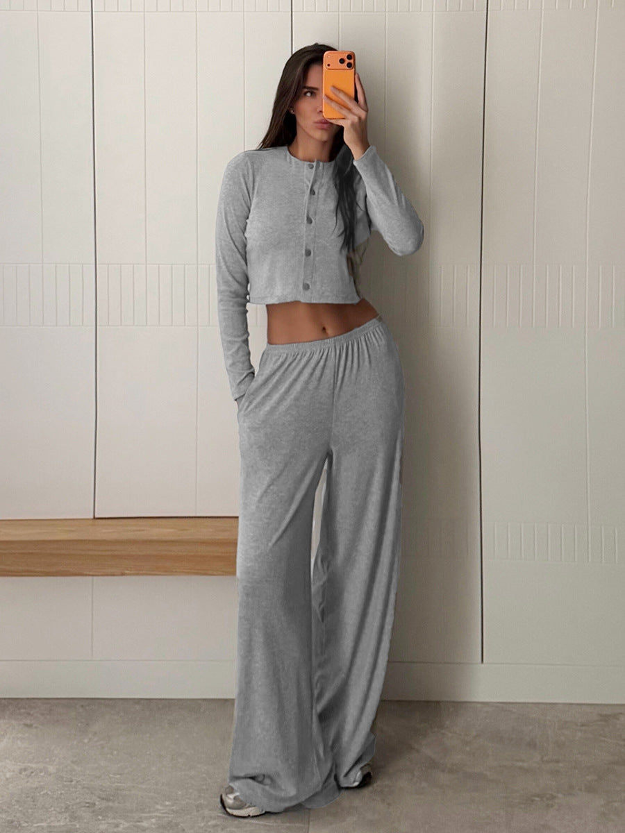 Cozy Ribbed Crop Lounge Pants Set