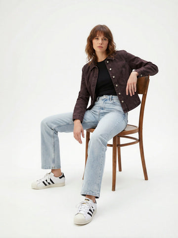 High Waisted Light Wash Straight Jeans
