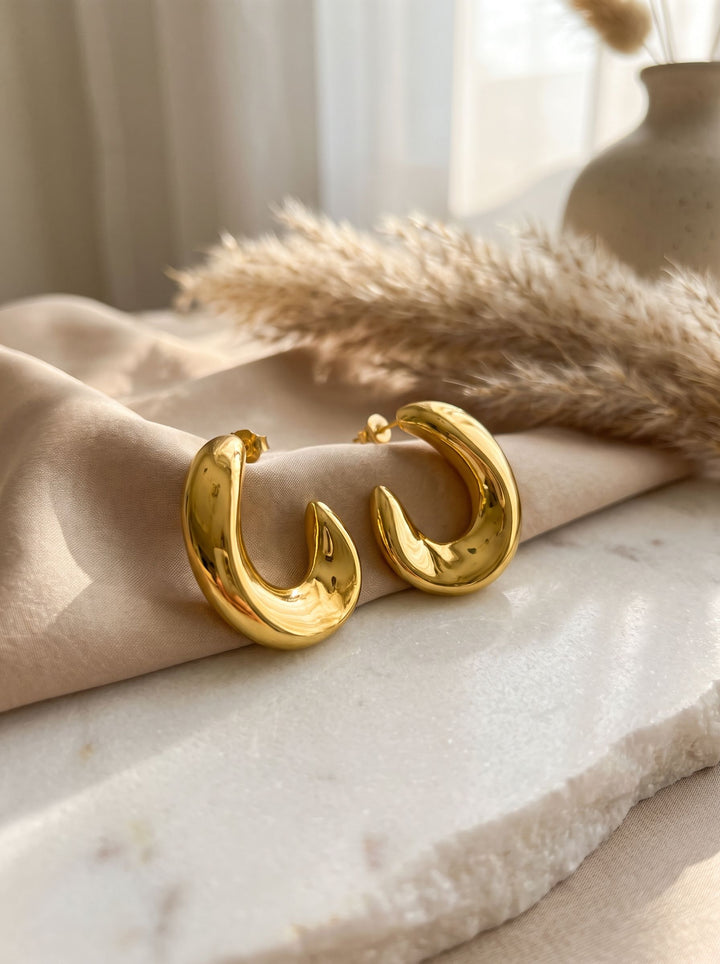 Chunky Gold Sculptural Hoop Earrings