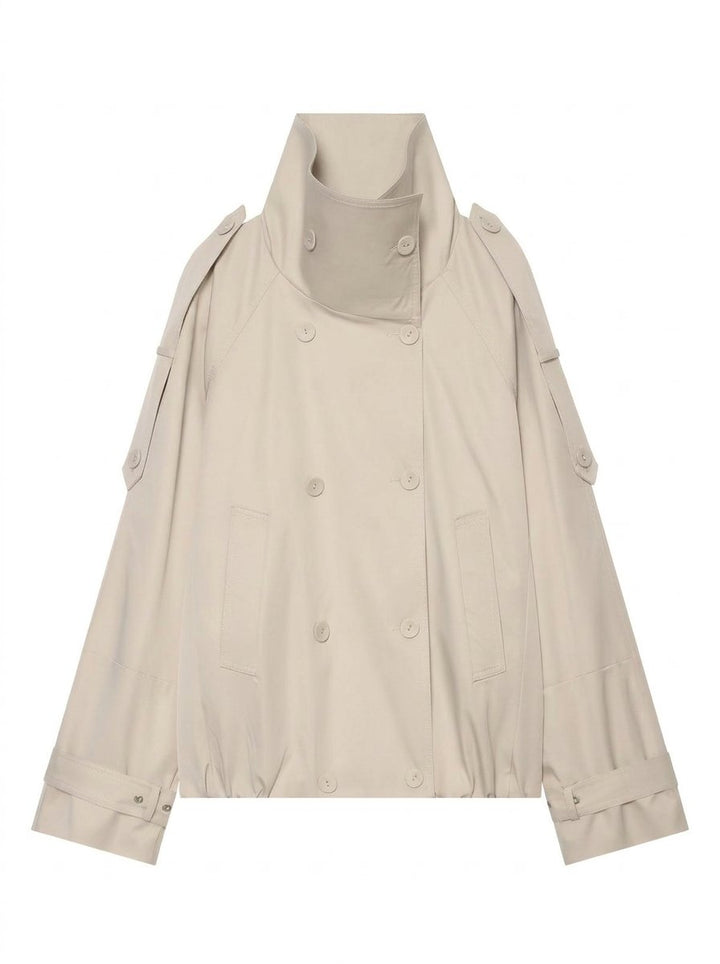 Cropped Double Breasted Trench Coat