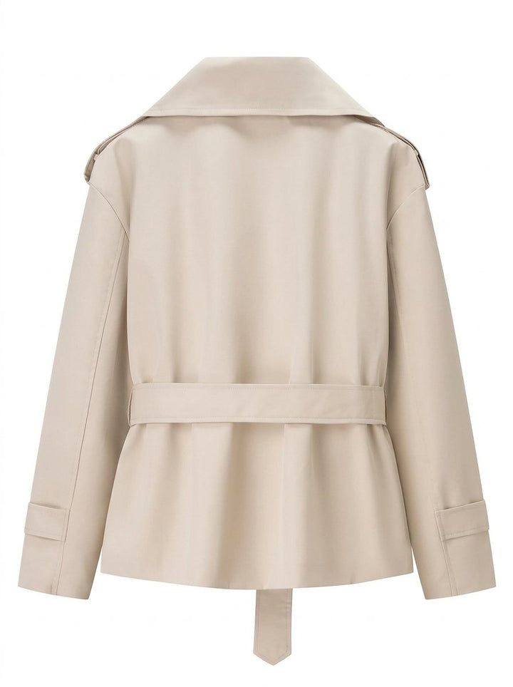Cropped Belted Faux Leather Trench Coat