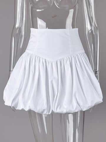High Waisted Voluminous Bubble Mini Skirt