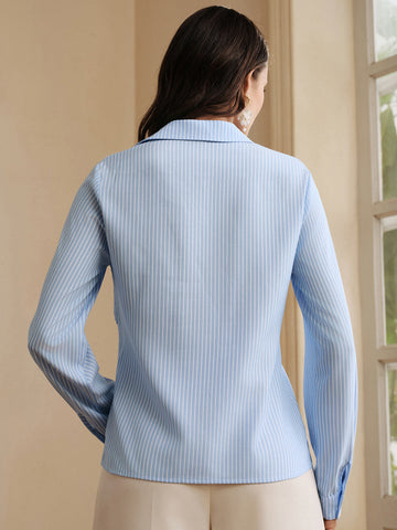 Twist Front Striped Button Down Shirt