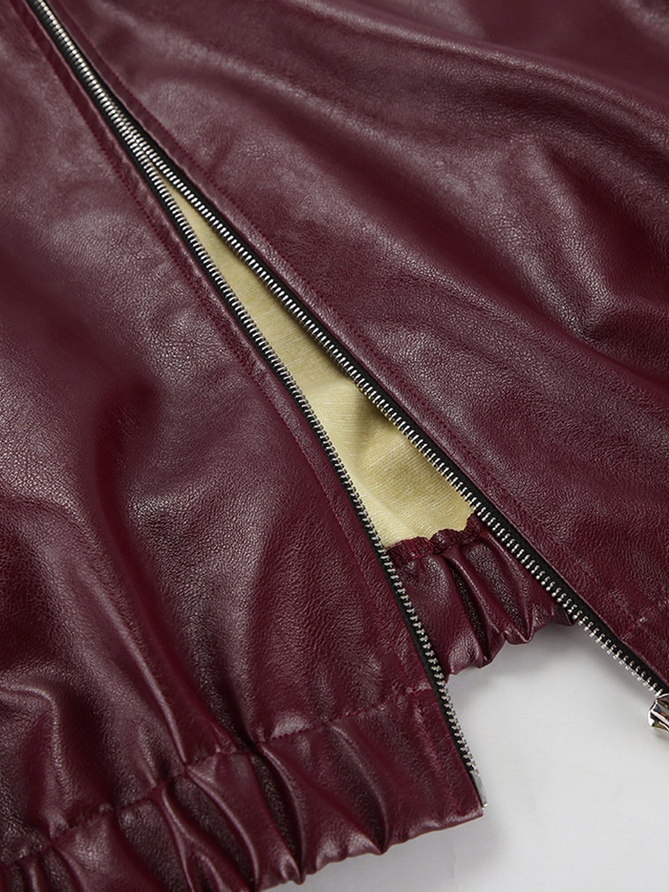 Oversized Burgundy Faux Leather Jacket