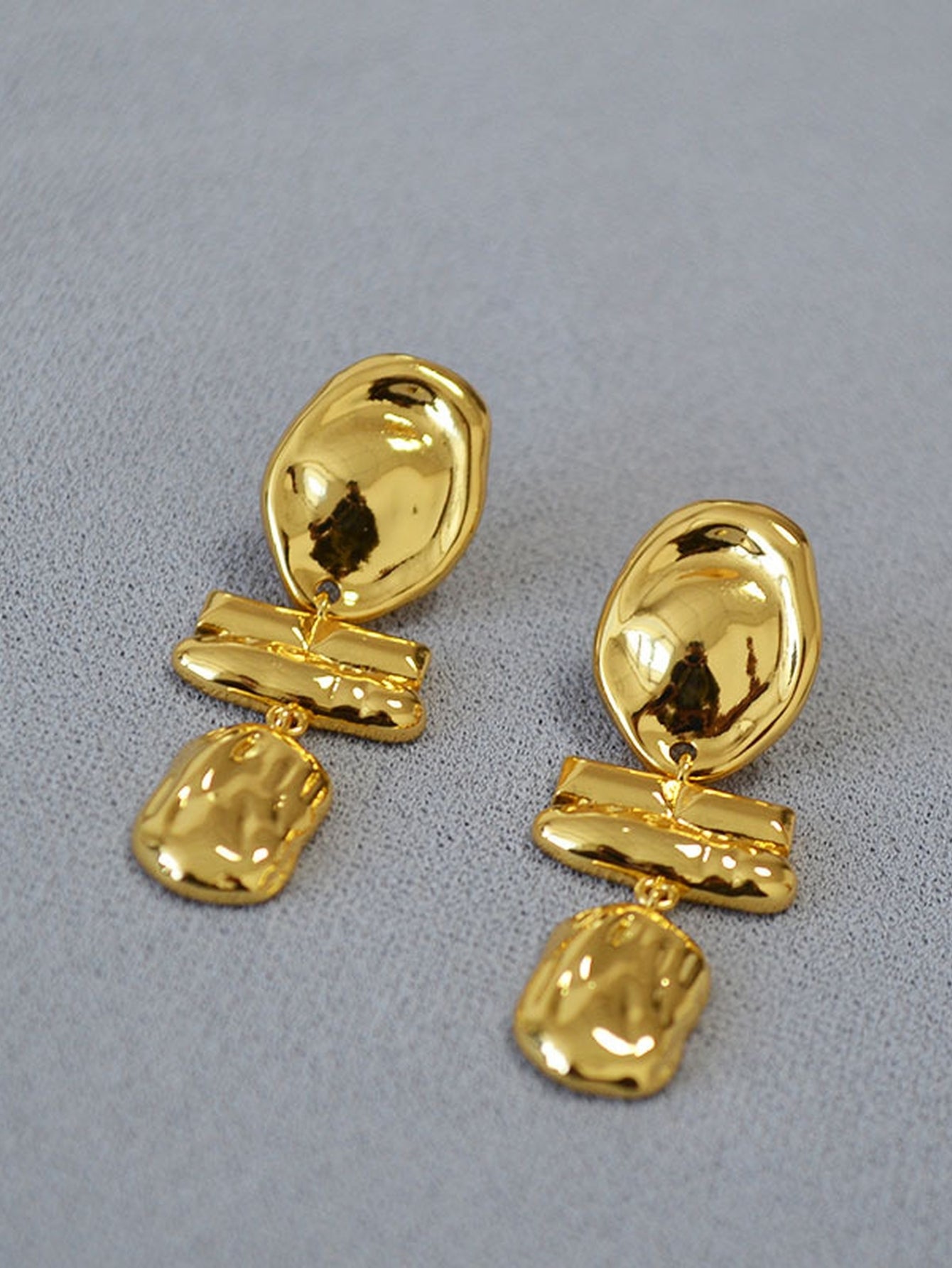 Textured Gold Statement Dangle Earrings