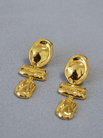 Textured Gold Statement Dangle Earrings