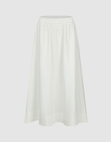 Urban Revivo Pull On Denim Midi Skirts-White