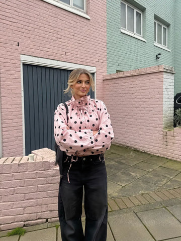 Cute Polka Dot Stand Collar Jacket