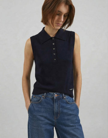 Lapel Collar Wool Knit Vest