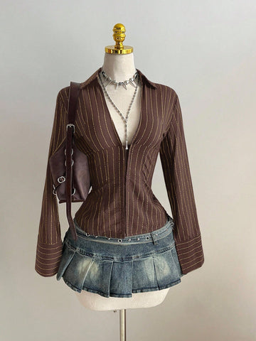 Slim Fit Striped Button Down Shirt