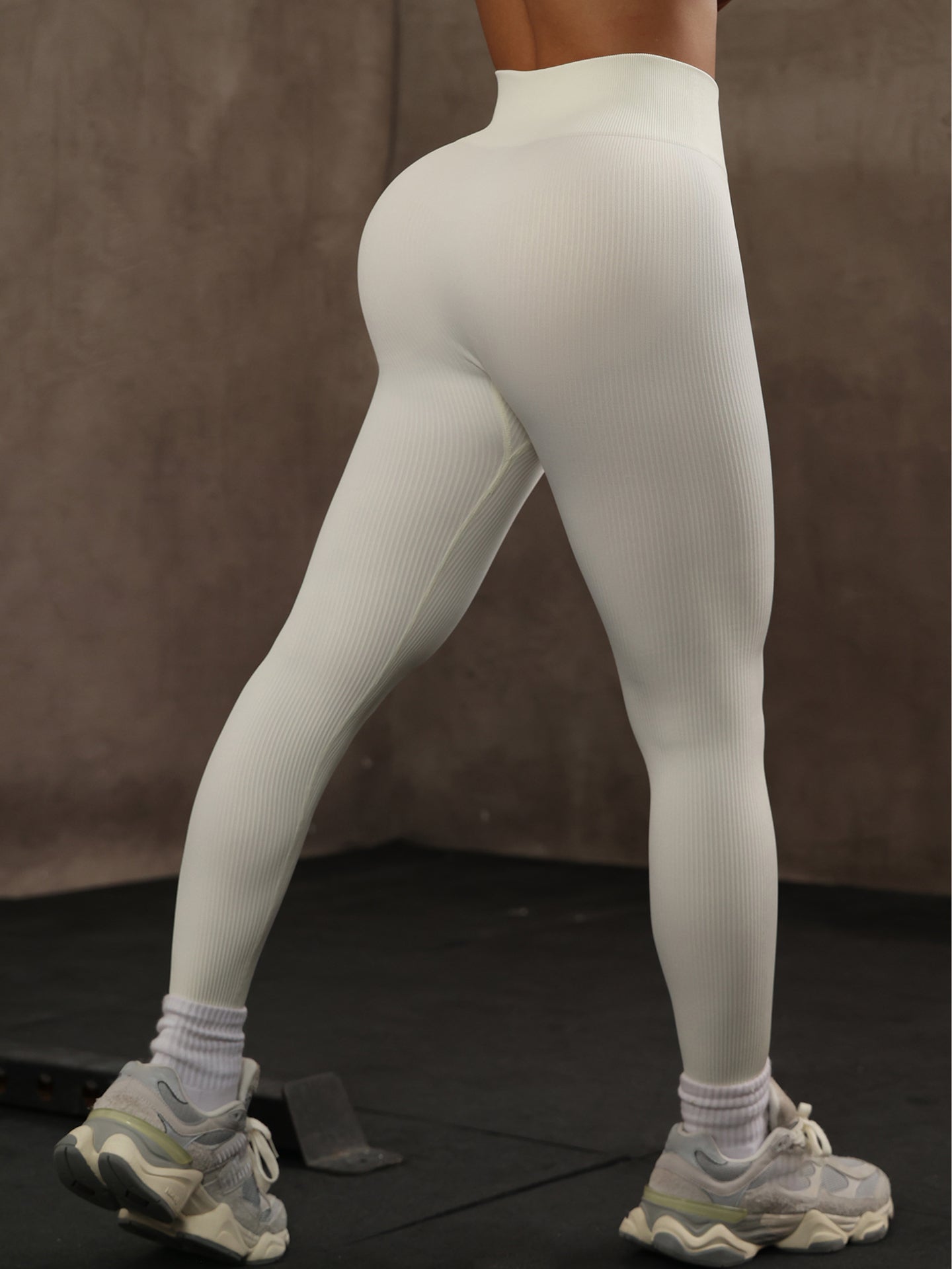 High-Waisted Ribbed Slim-Fit Training Yoga Leggings-Multicolor